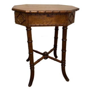 19th Century Faux Bamboo Sewing Table For Sale