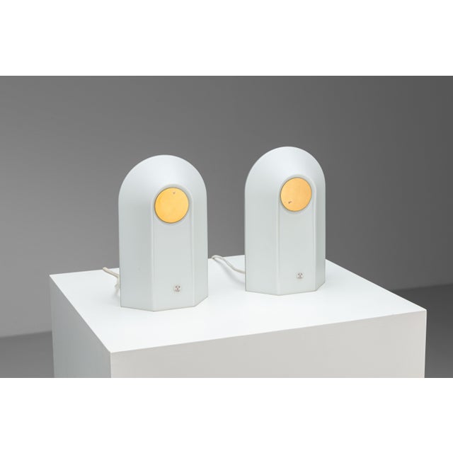 1970s White Opal Glass Table Lamps with Brass Detail from Peill & Putzler, 1970s, Set of 2 For Sale - Image 5 of 16