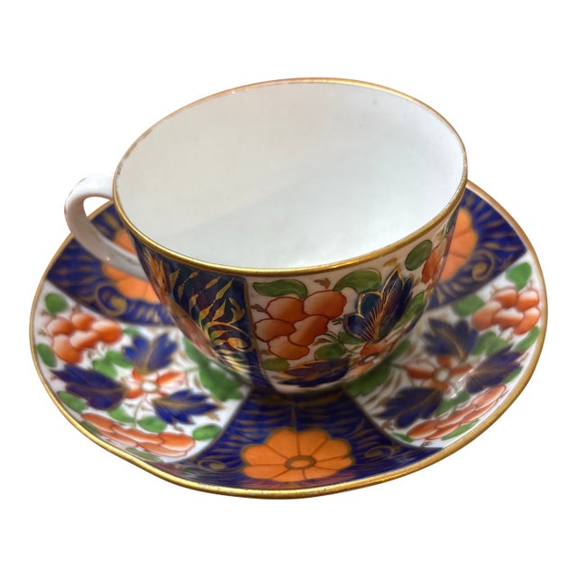 Rare Antique Thomas Rose Coalport Crab Claw #561 Pattern Teacup and Saucer Circa 1810 For Sale