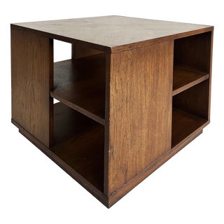 Mid-Century Modern Rolling Cube Side Table wit.h Storage For Sale