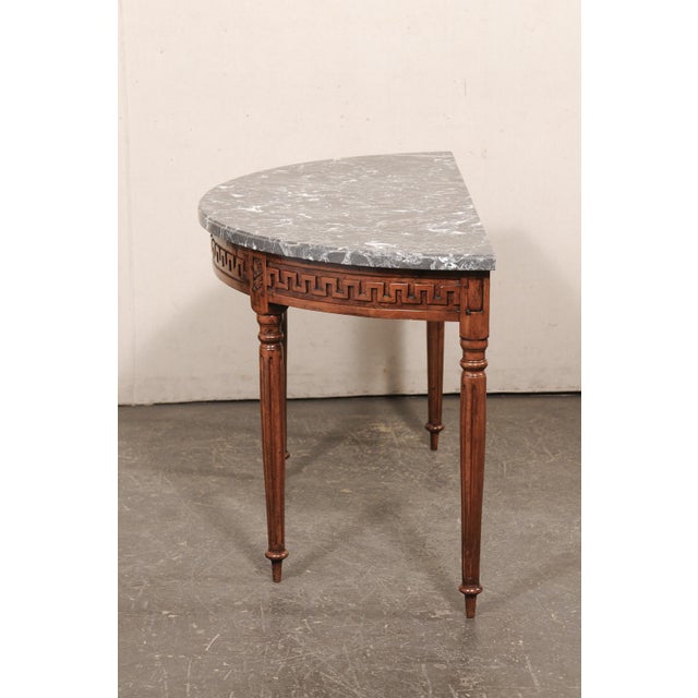Early 19th C. French Marble Top Demi-Lune For Sale - Image 11 of 12