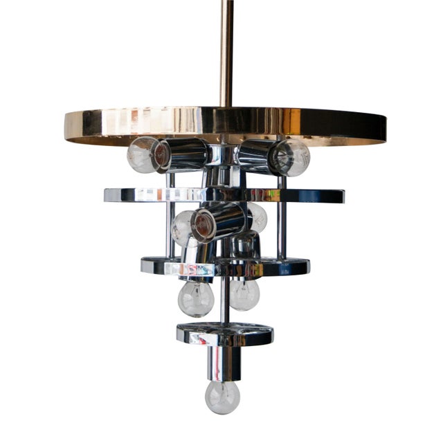 Mid-Century Glass and Brass Chandelier, Italy, 1970s For Sale - Image 6 of 9