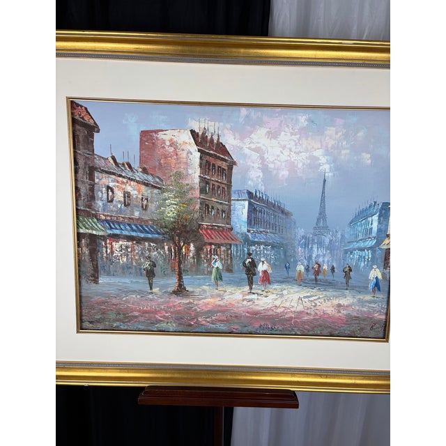 French Mid 20th Century Stunning 39" Framed Paris Oil Painting – "Burnett" Eiffel Tower For Sale - Image 3 of 10