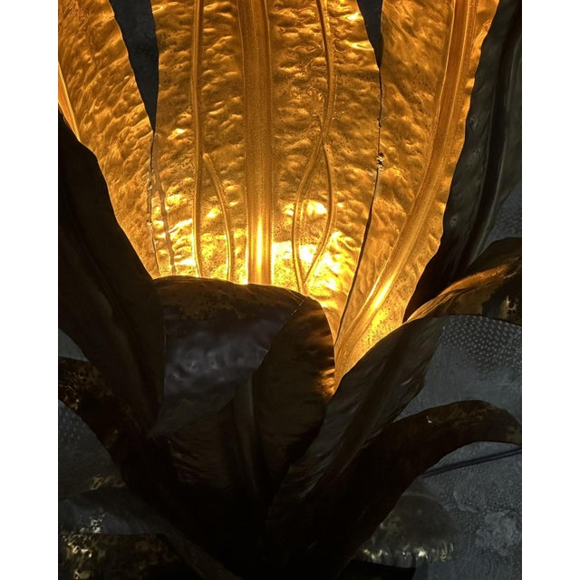 Brass Floor Lamp attributed to Henri Fernandez for Maison Honoré, 1970s For Sale - Image 4 of 7