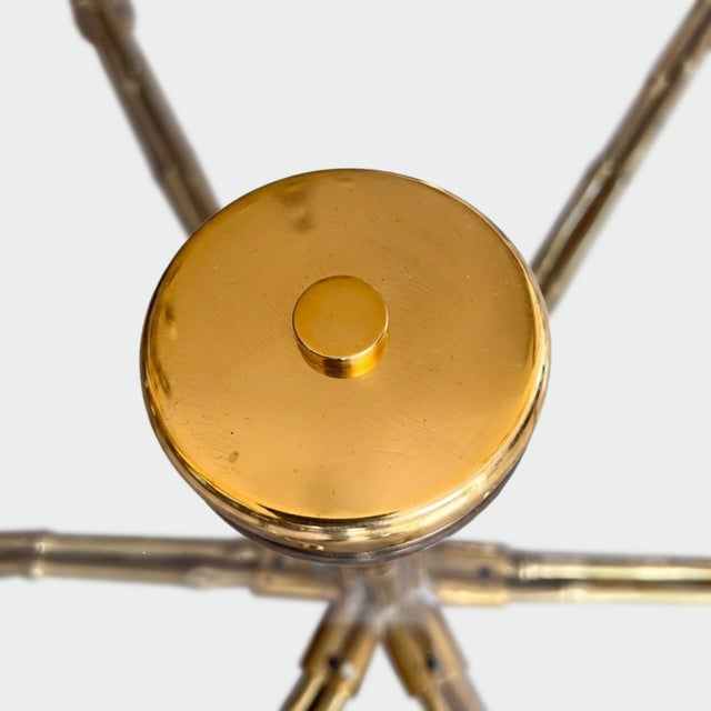 Mid-Century French Coffee Table with Brass Faux Bamboo and Glass Top, 1960s For Sale - Image 6 of 7
