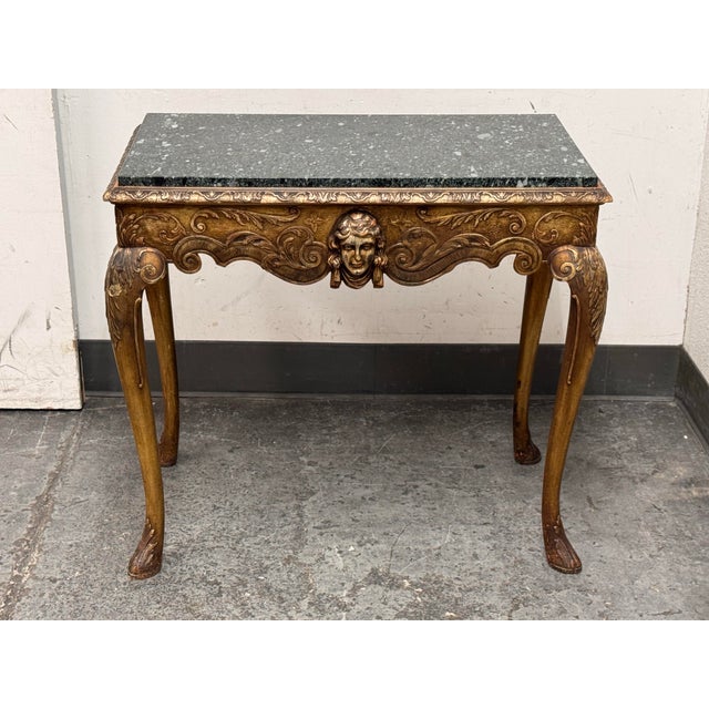 Italian Carved Giltwood Console Table + Marble Top, 19th Century For Sale - Image 12 of 12