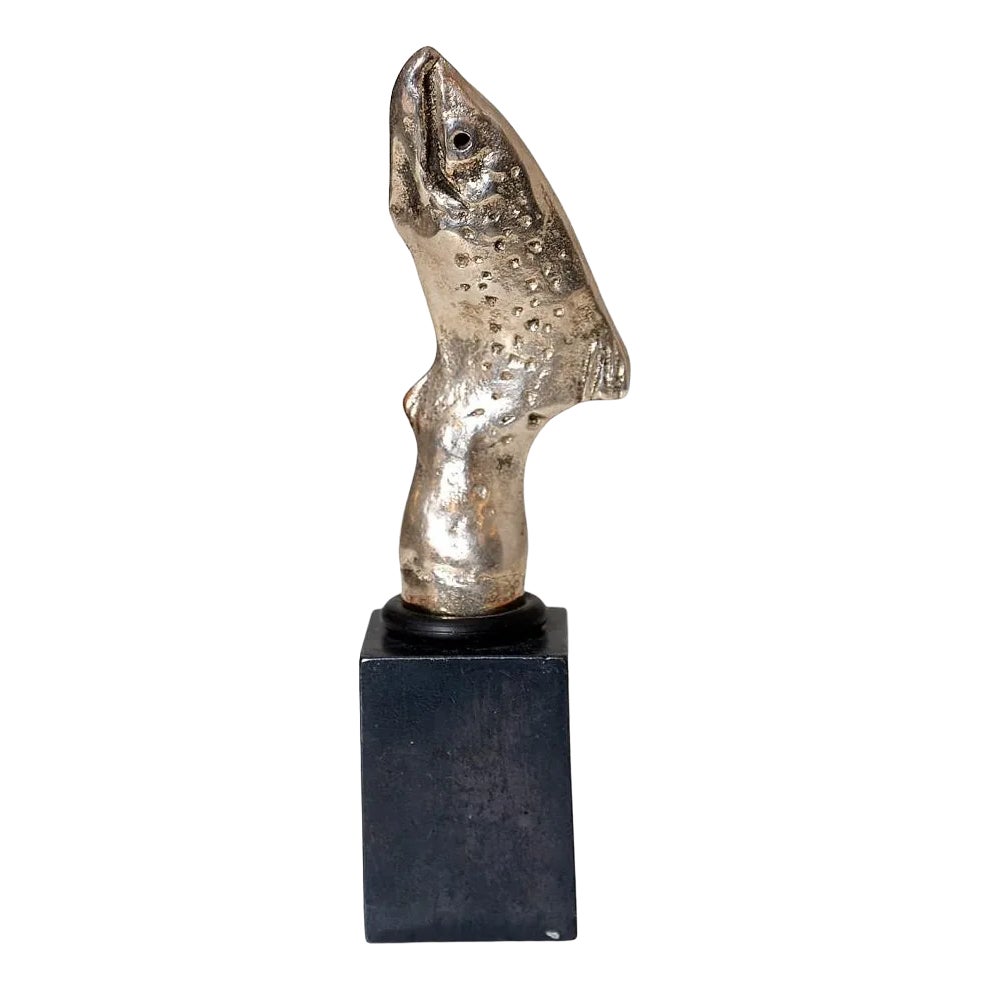 Silver-Plated Bronze Fish Sculpture from Bernhard Lipsøe | Chairish
