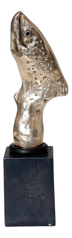 Silver-Plated Bronze Fish Sculpture from Bernhard Lipsøe