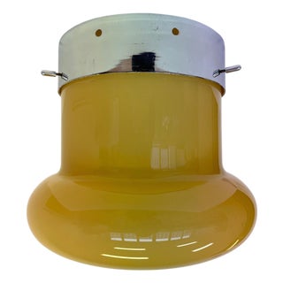 Mid-Century Hotel Design Ceiling Lamp in Glass and Metal, Czechoslovakia, 1970s For Sale