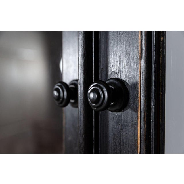 Large English Ebonised and Glazed Pine Breakfront Bookcase For Sale - Image 11 of 17