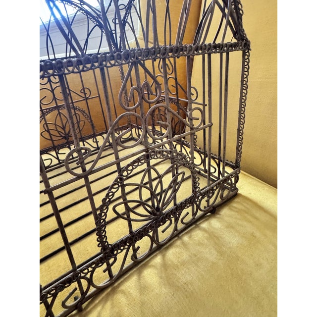 Metal Ornate Vintage Metal Birdcage For Sale - Image 7 of 8