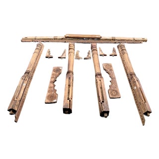 Antique Carved Teak Nepali Temple Columns Set For Sale