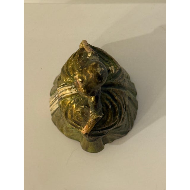 Green Vintage Hand Painted Figural Lady Bell Cast Iron Southern Belle Green 3.5” Tall For Sale - Image 8 of 9