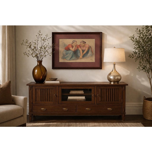 Title: After Francisco Zúñiga “Dos Juchitecas” Framed Figurative Art — DeVorzon Gallery 1973, Latin American Modernist Study For Sale In Los Angeles - Image 6 of 8