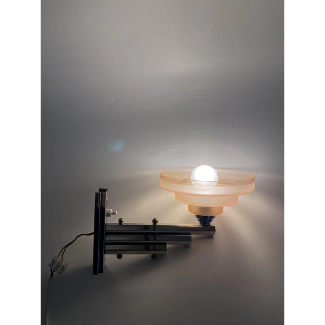 French Art Deco Wall Lamp with Stepped Glass Shade, 1920 For Sale - Image 11 of 12