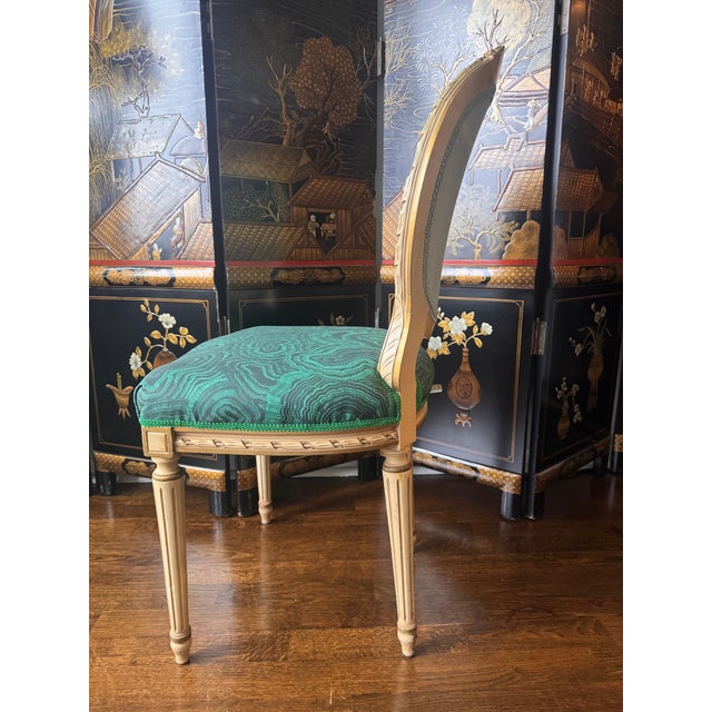 Wood Vintage Louis XVI Malachite Side Chair For Sale - Image 7 of 10