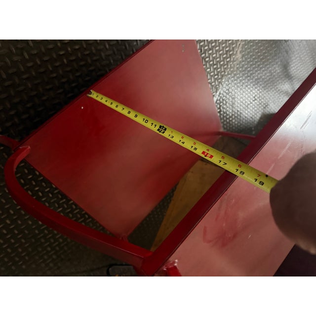 1980s Vintage Chinoiserie Red Metal Etagere For Sale - Image 5 of 12