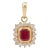 18k Yellow Gold Natural Ruby Pendant Necklace With Halo of Diamonds For Sale