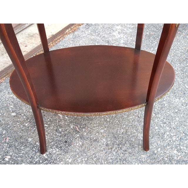 Early 20th C. Refinished French Regency Mahogany Tiered Tea Side Table With Brass Accents For Sale - Image 13 of 13