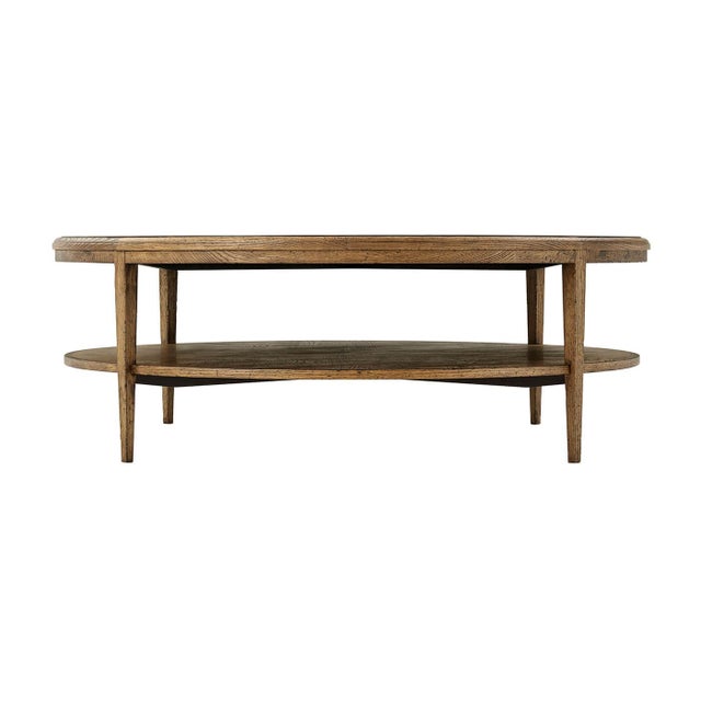 Contemporary Modern Parquetry Round Coffee Table, Light Oak For Sale - Image 3 of 7