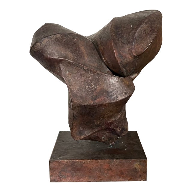 Dominick Laruccia (American, California 1929 - 2011) Mid-Century Modern Brutalist Abstract Bronzed Copper Torso Sculpture Signed & Dated 1964 For Sale