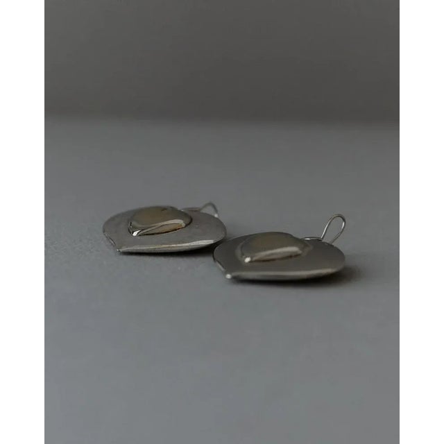Metal Vintage Silver-Plated Heart Earrings, Set of 2 For Sale - Image 7 of 11