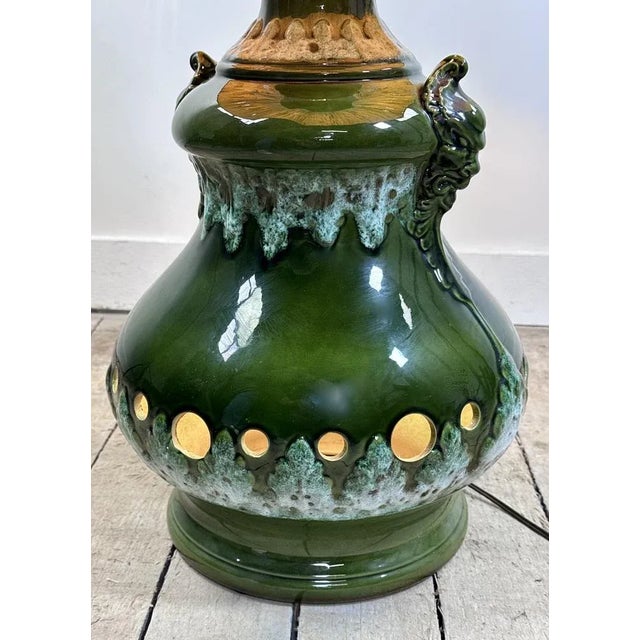 Vintage Shaded Green Ceramic Lamp, 1960s For Sale - Image 4 of 10