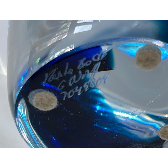 Goran Warff Kosta Boda Saraband Heavy Crystal Vase/Art Sculpture Blue and Teal 11" Tall 5.3 LBS For Sale - Image 11 of 18