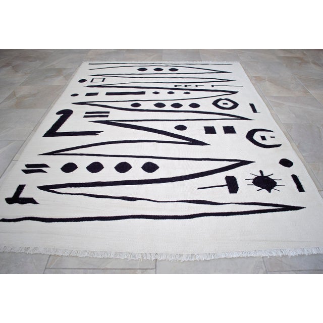 2010s Paul Klee - Heroic Strokes of the Bow - Inspired Silk Hand Woven Area - Wall Rug 5′ × 6′9″ For Sale - Image 5 of 14