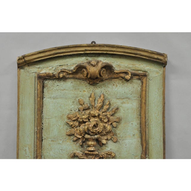 Rococo 18th C French Louis XV Baroque Style Green Distress Painted Trumeau Wall Mirror For Sale - Image 3 of 18