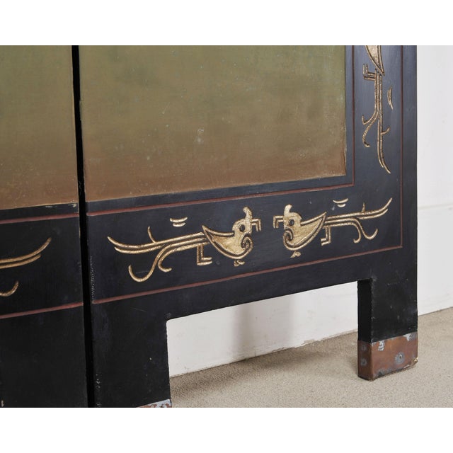 Chinese Export Six-Panel Gilt Landscape Coromandel Screen 8 Ft For Sale - Image 10 of 18