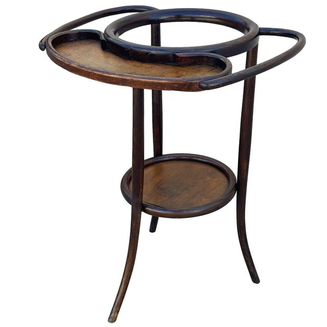 Vienna Secession Bent Oak Wash Shaving Stand Attributed to Thonet For Sale - Image 4 of 7