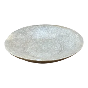 Vintage Solid Carved Stone Low Bowl