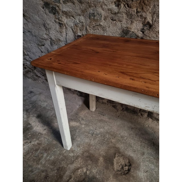 White Vintage French Farmhouse Table, 1950s For Sale - Image 8 of 15
