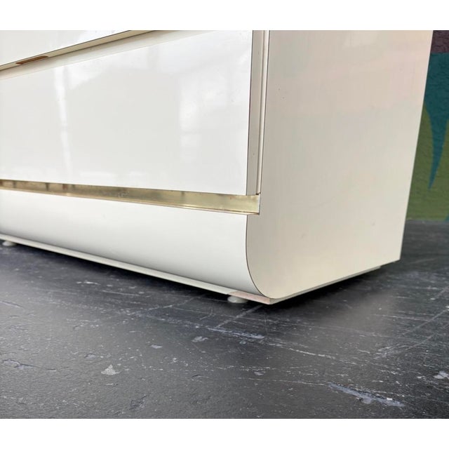 Late 20th Century Postmod Cream & Gold Tallboy For Sale - Image 5 of 11