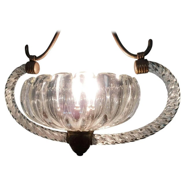 Art Deco Italian Chandelier attributed to Ercole Barovier, Murano, 1940s For Sale - Image 11 of 11