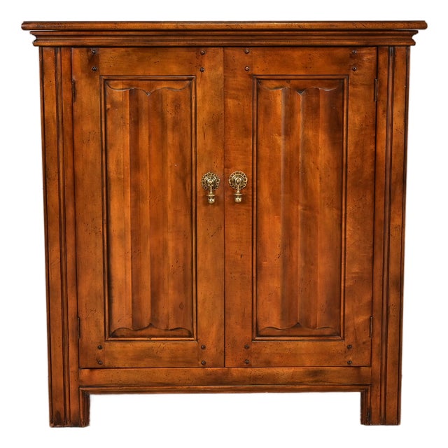 Baker Furniture French Louis Philippe Carved Walnut Flip-Top Server or Bar Cabinet For Sale