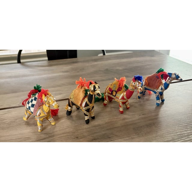 Indian Vintage Hand-Crafted Stuffed Raj Cotton Embroidered Camel Toys/Ornaments Made in India For Sale - Image 3 of 10