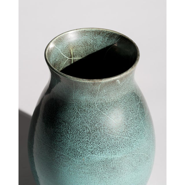 Art Deco Bauhaus Studio Stoneware Vases in Turquoise Reduction Glaze by Richard Uhlemeyer, Germany, 1940s, Set of 2 For Sale - Image 11 of 18
