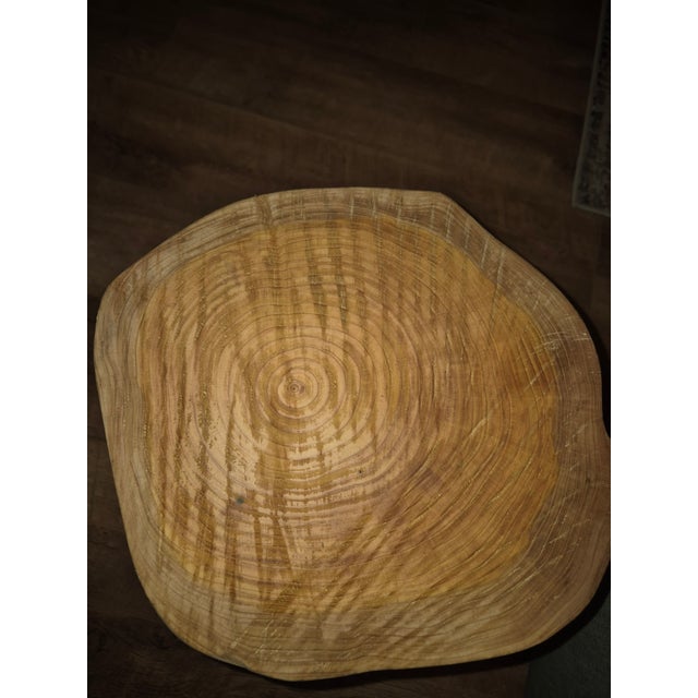 Hand-Carved Solid Yew Wood Side Table, Scotland For Sale - Image 6 of 6