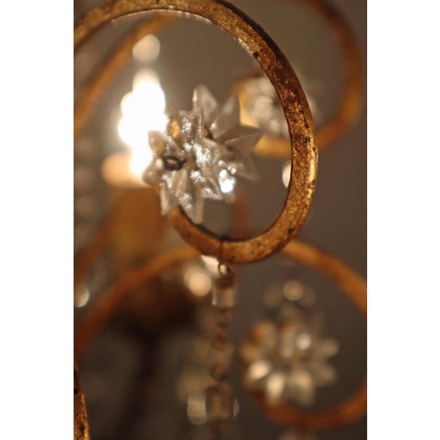 Hollywood Regency Golden Stars and Water Drops Chandelier, Italy, 1930s For Sale - Image 4 of 18