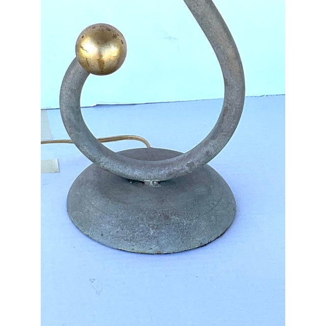 Pair minimalist sexy S-form lamps in flat gray-verdigis-like finish and gold finials. Paired with gold/gray/black and...