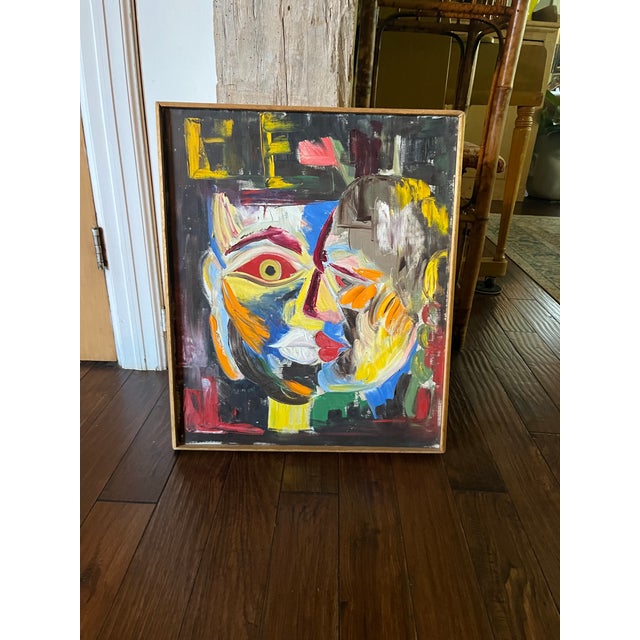 Mid 20th Century Original Mid-Century Modern Expressionist Oil Painting “Las Dos Vistas” by Don C. Kincaid For Sale - Image 5 of 8