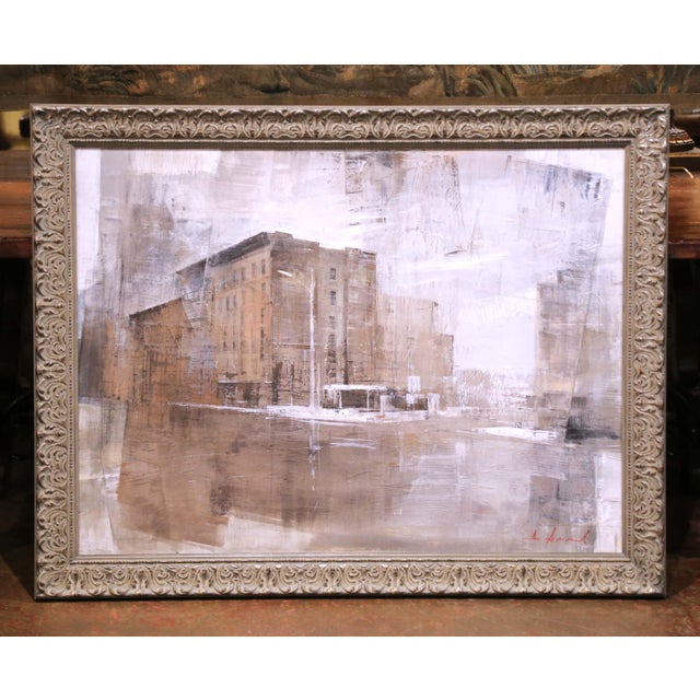 Large Cityscape Painting by Alexey Alpatov in Carved Silver Frame For Sale In Dallas - Image 6 of 13