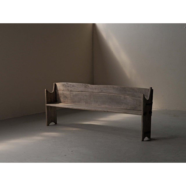 Rustic Wood Farm Bench, France, 1800s For Sale - Image 16 of 17