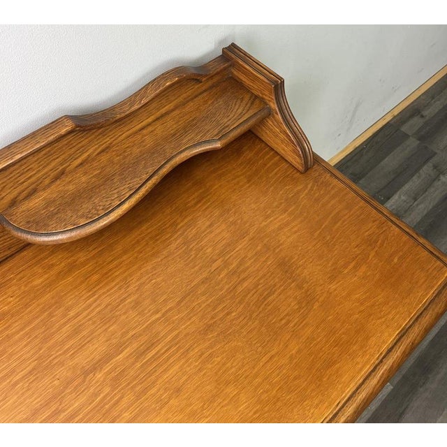 Vintage French Louis XVI Style Bench Cabinet in Oak For Sale - Image 10 of 11