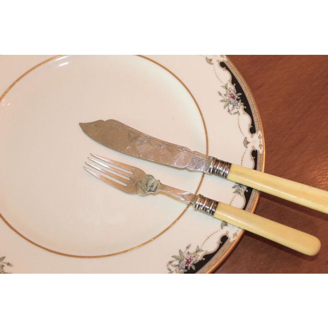 Beautiful antique set of 4 European style fish knives and 4 forks, Mappin & Webb of Sheffield and London. Made in England,...