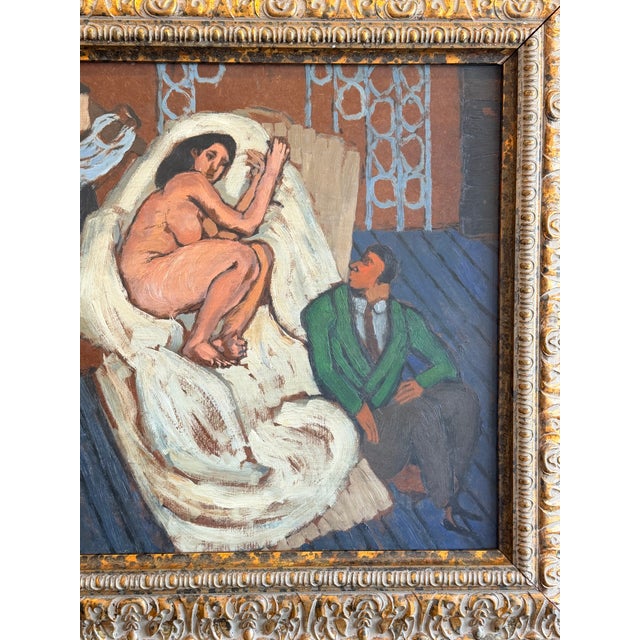 Figurative Mid-Century Figurative Interior Oil Painting For Sale - Image 3 of 5