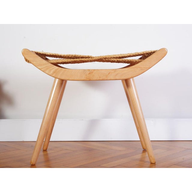 Mid-Century Raffia Stool from Uluv, 1960s For Sale - Image 6 of 15