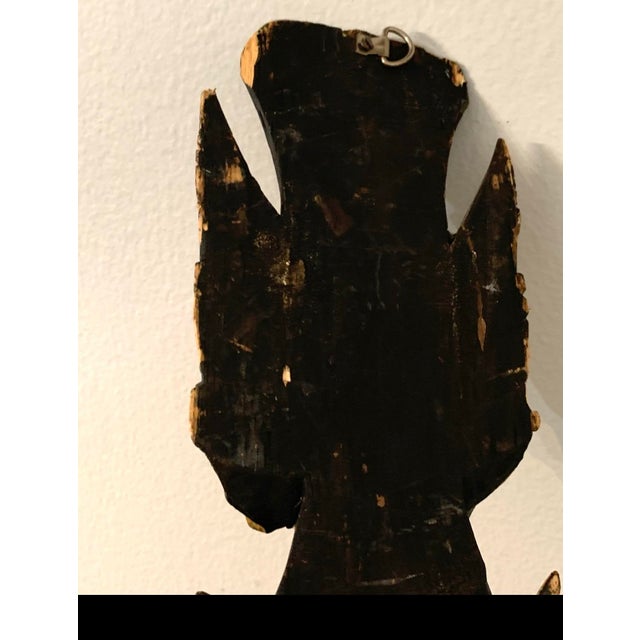 1960s Vintage 25” Balinese Gilt Wood Temple Dancer Wall Sculpture, Hand-Carved, Indonesia For Sale - Image 5 of 12